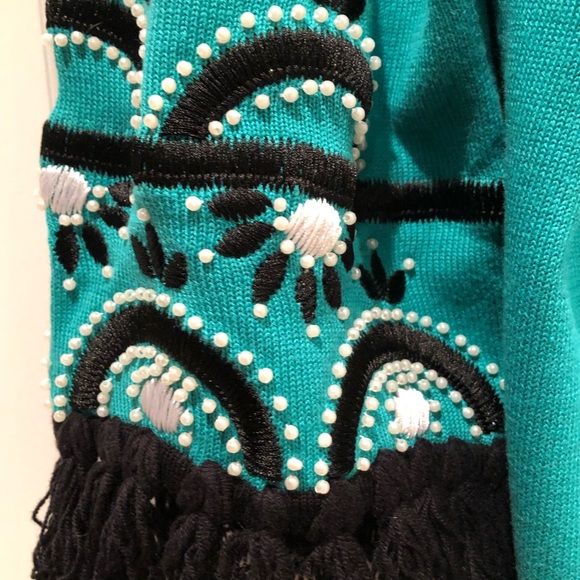 BOHO Bob Mackie Turquoise Green Top Size Small NWT - Picture 4 of 8